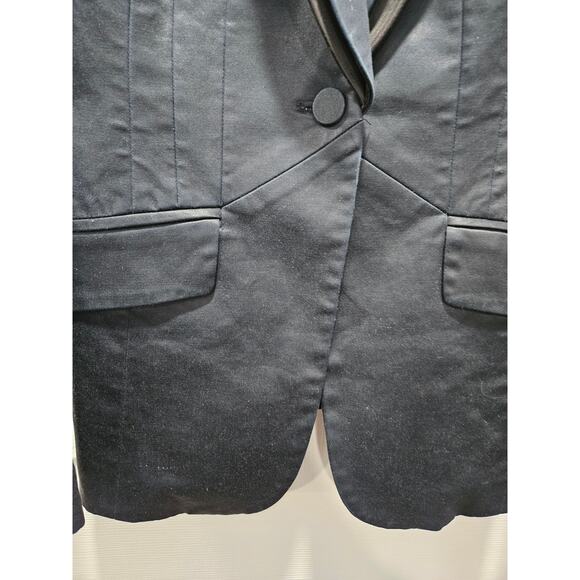 Vintage y2k 90's Guess Black Blue Tuxedo-Collar Blazer Single Button Y2K Size 6 - Picture 4 of 12